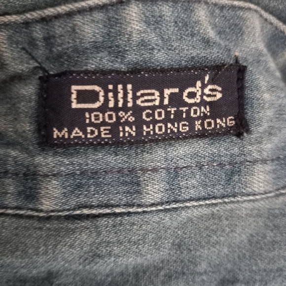 Roundtree & Yorke L Repurposed Chambray Medium Wash Long Sleeved Overshirt Top - Picture 10 of 10